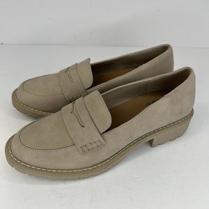 Dolce Vita DV Catalina Penny Loafer Women's Size 7.5 Beige Slip-On Chunky Heels